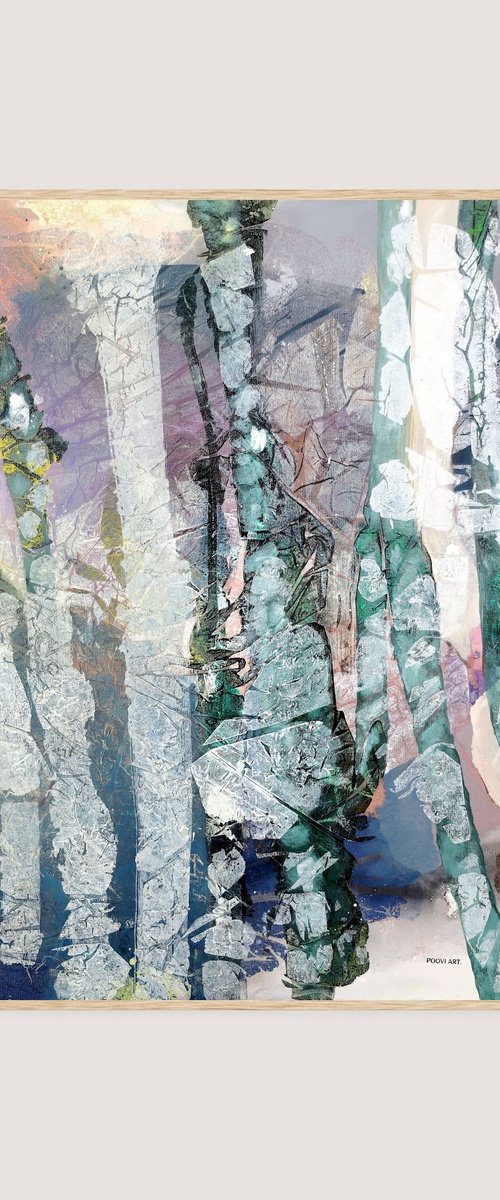 Still standing 02- Landscape tree trunks by Poovi Art