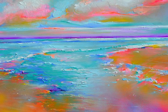 New Horizon 176 - Large Seascape - Sunset, Sunrise, Colourful Painting
