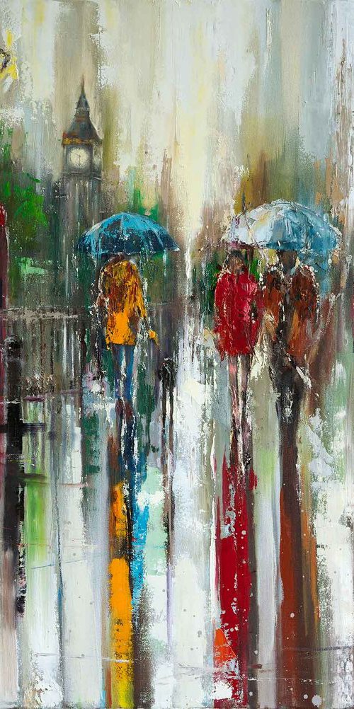 'LOVE AFFAIR IN LONDON' (2017) LARGE OIL PICTURE READY TO HANG (Reserved on)) by Ewa Czarniecka