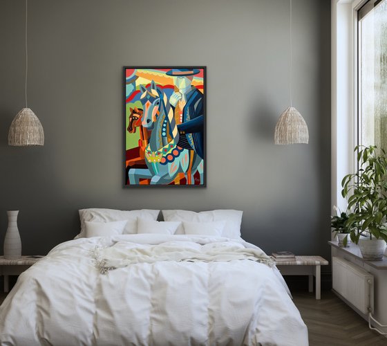 Golden Ride Expressionist Carousel Themed Art